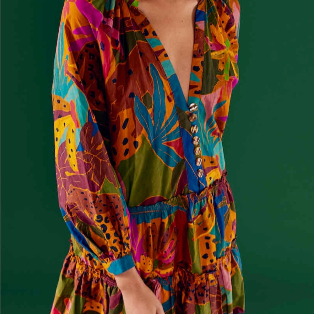 NWT Farm Rio Leopard Jungle safari mini dress XS Multicolor Women's Dress